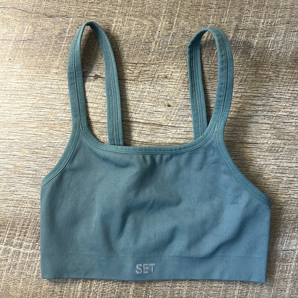 Set Active Teal Seamless Sports Bra Size Small